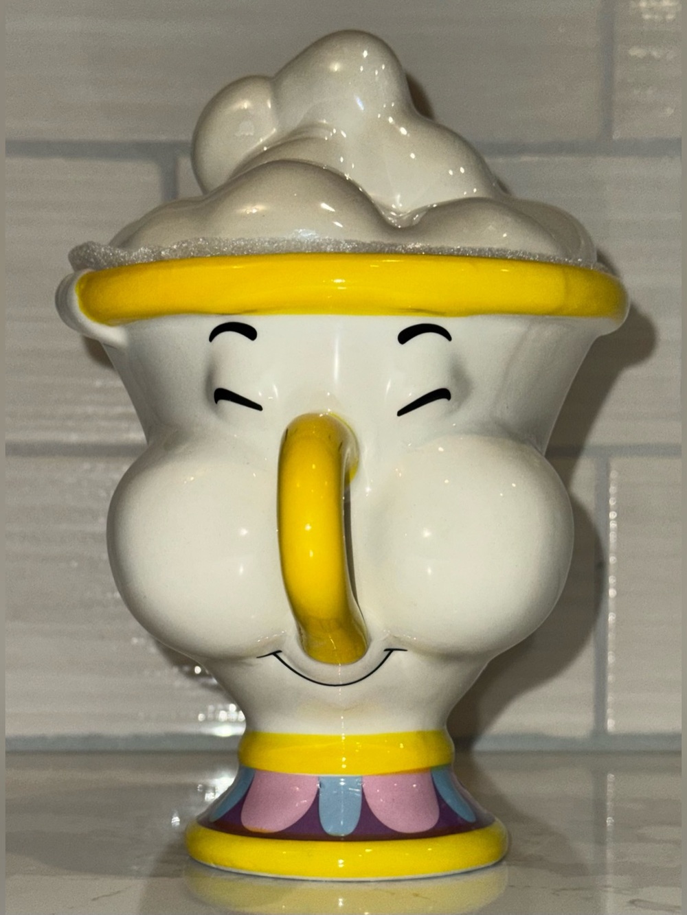 Cute 🥰 Disney Beauty And The Beast Chip Blowing Bubbles Coffee Mug Ceramic New